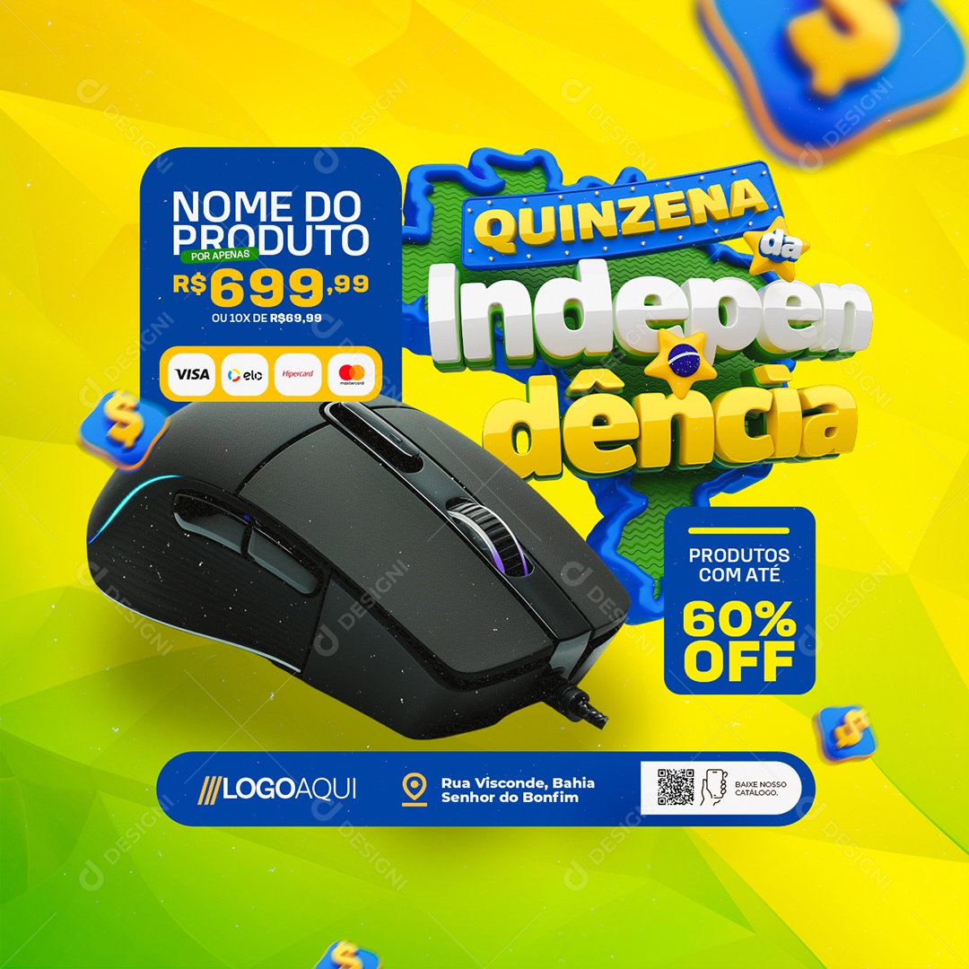 Quinzena da Independência Eletrônicos Mouse Social Media PSD Editável