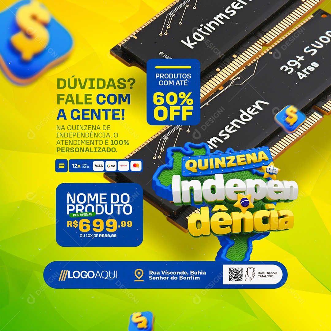 Quinzena da Independência Eletrônicos Mermoria Ram Social Media PSD Editável