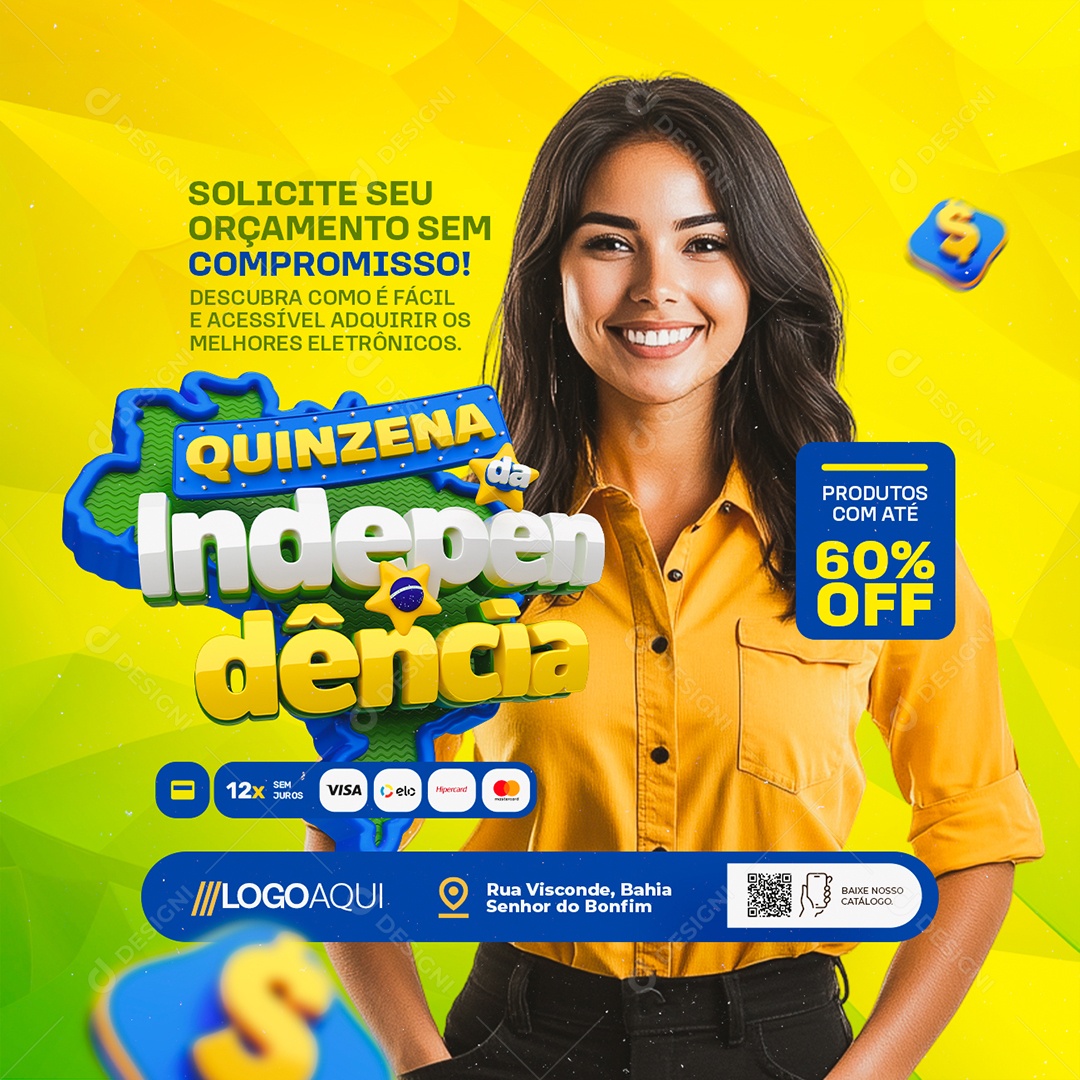 Quinzena da Independência Eletrônicos Solicite seu Orçamento Social Media PSD Editável