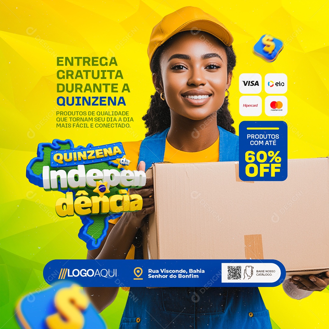 Quinzena da Independência Eletrônicos Entrega Gratuita Social Media PSD Editável