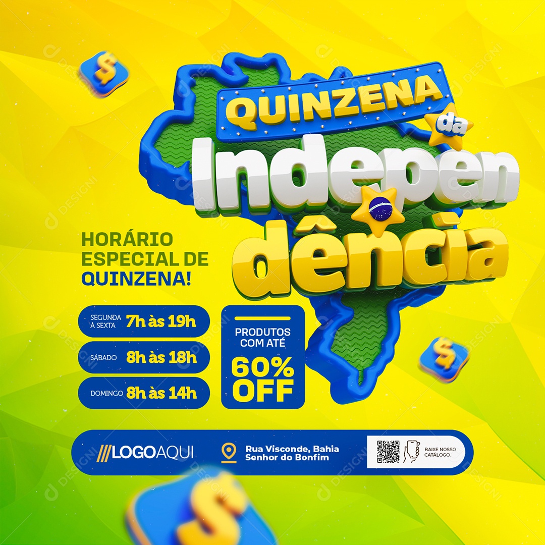 Quinzena da Independência Eletrônicos Horário Especial Social Media PSD Editável