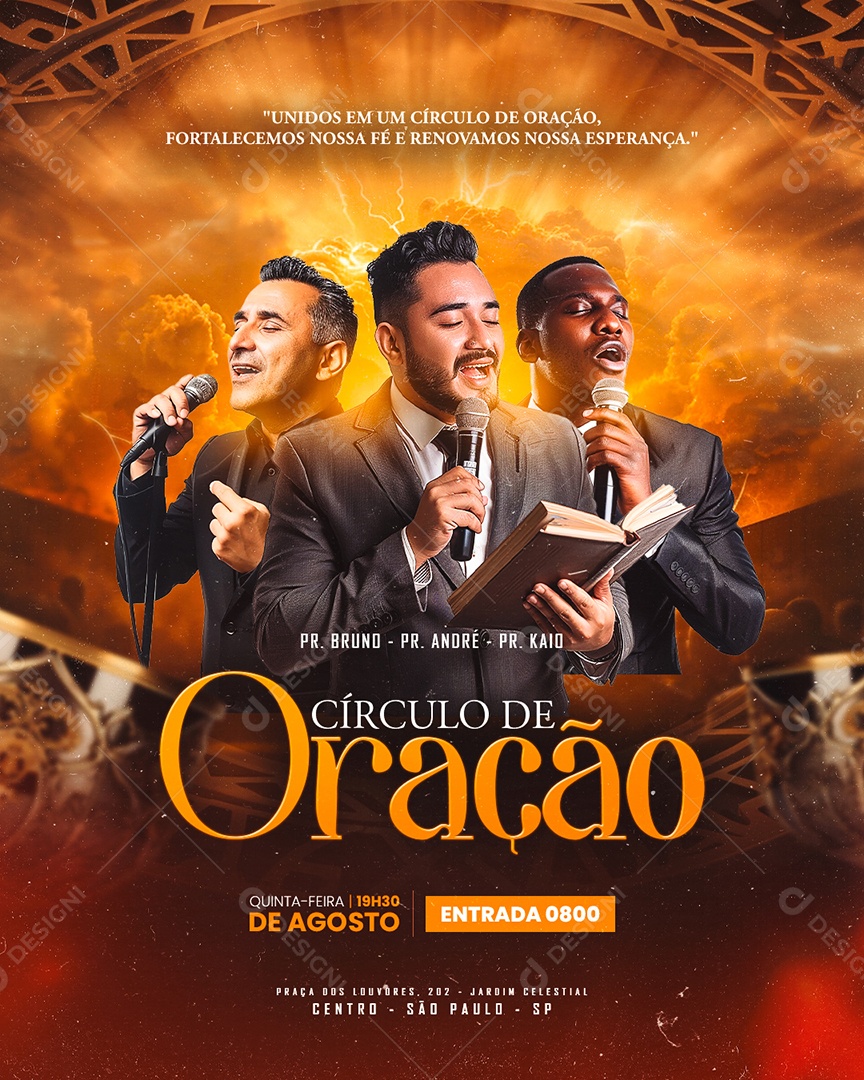 Flyer Gospel  Círculo de Oração Social Media PSD Editável