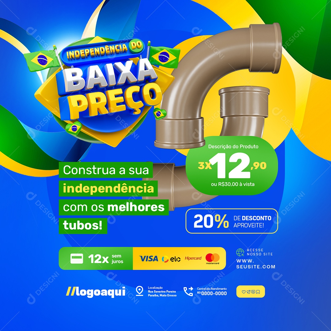 Construção Independência do Baixa Preço Construa Social Media PSD Editável