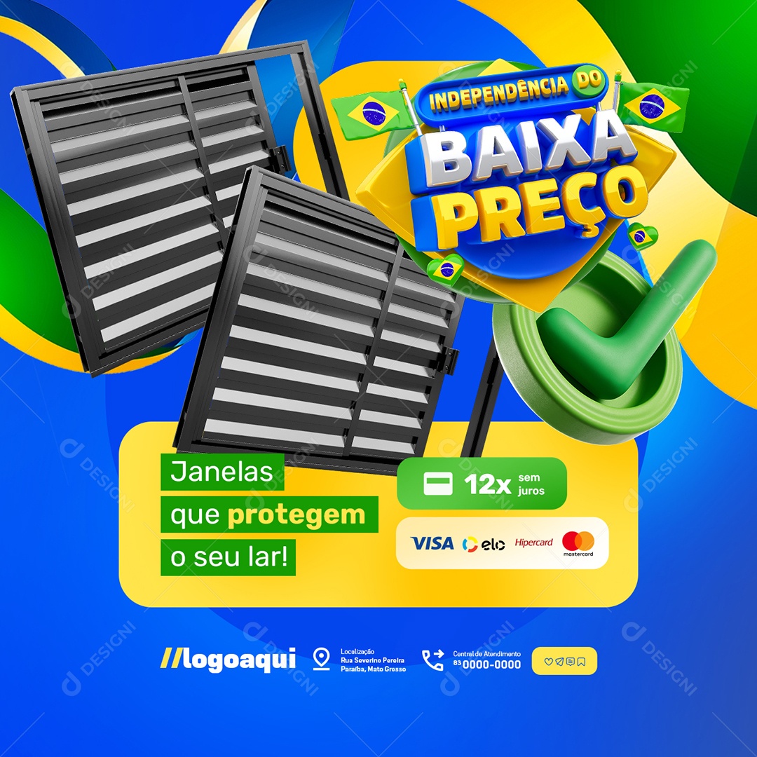 Construção Independência do Baixa Preço Janelas Social Media PSD Editável