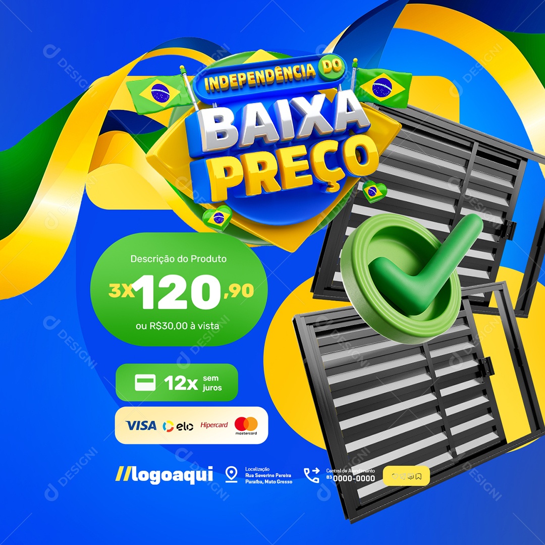 Construção Independência do Baixa Preço Janelas de Aço Social Media PSD Editável