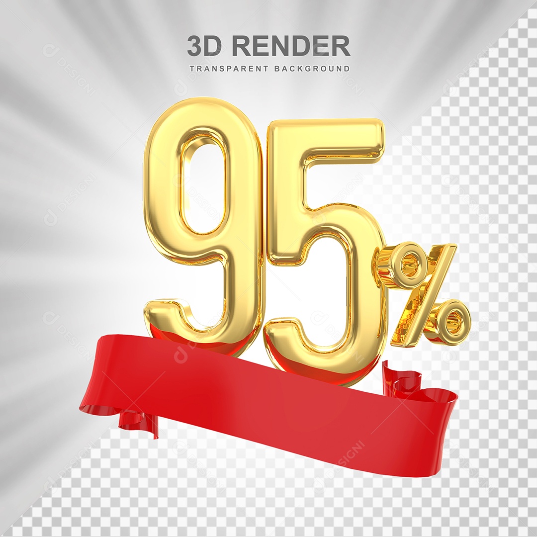 Número Dourado 95% Elemento 3D para Composição PSD