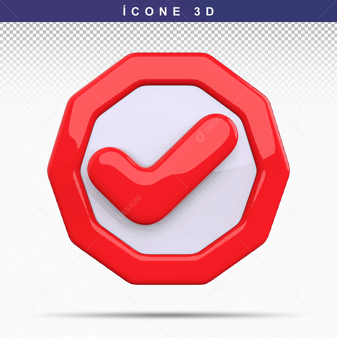 Botão de Aprovado ou Verificado Vermelho Elemento 3D Para Composição PSD