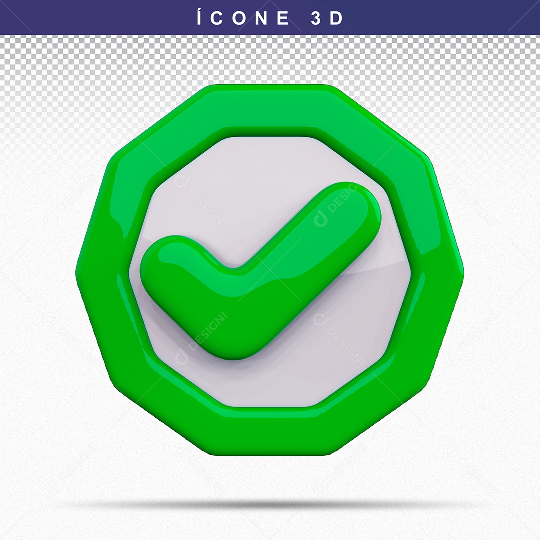 Botão de Aprovado ou Verificado Verde Elemento 3D Para Composição PSD