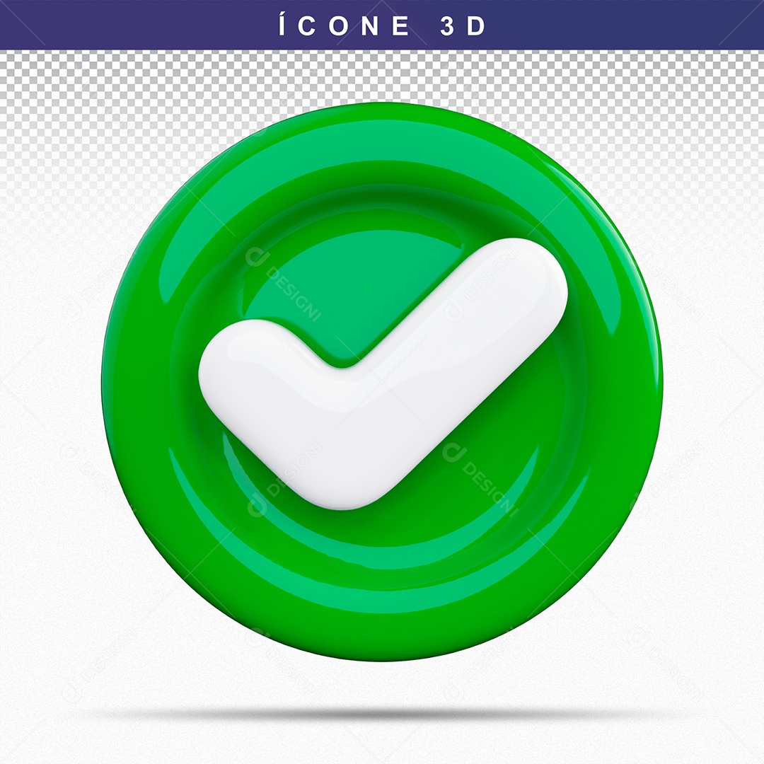 Botão de Aprovado ou Verificado Verde  Elemento 3D Para Composição PSD