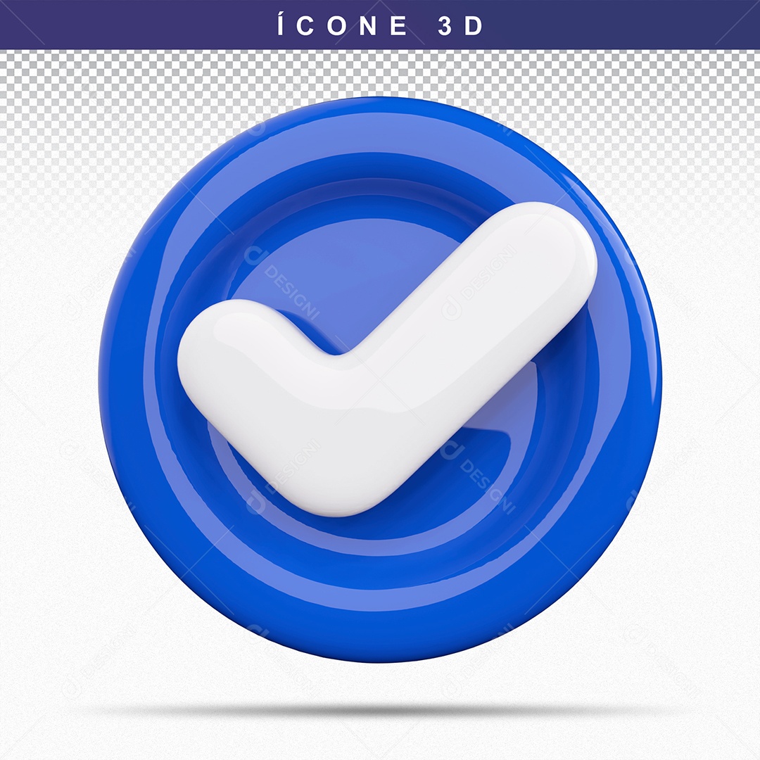 Botão de Aprovado ou Verificado Azul Elemento 3D Para Composição PSD