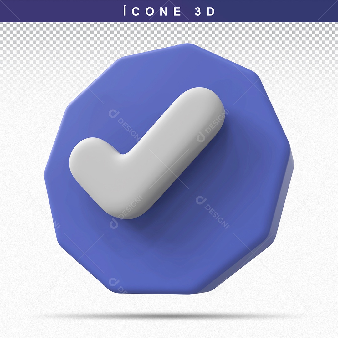 Botão de Aprovado ou Verificado Azul Elemento 3D Para Composição PSD