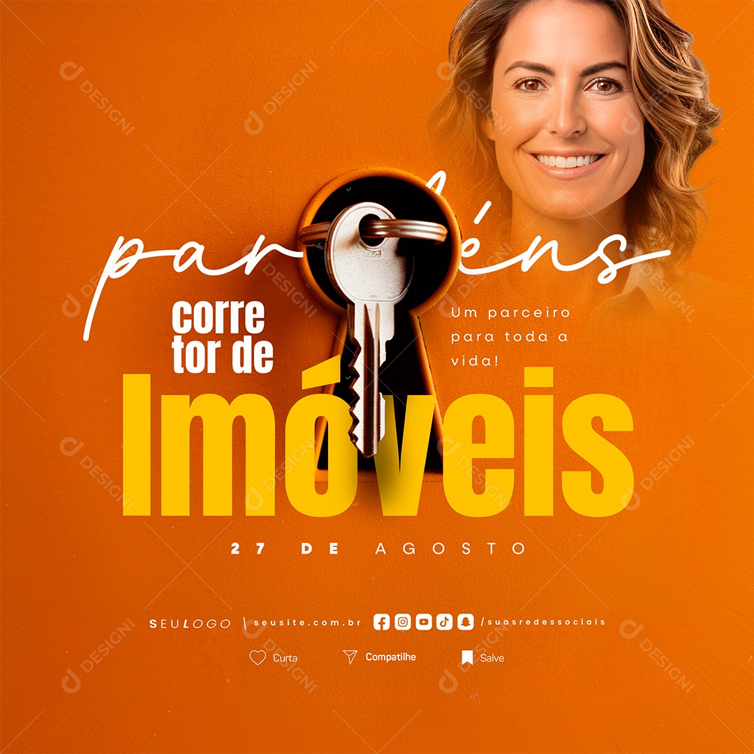 Real Estate Broker Day August 27 Congratulations Social Media PSD Editable