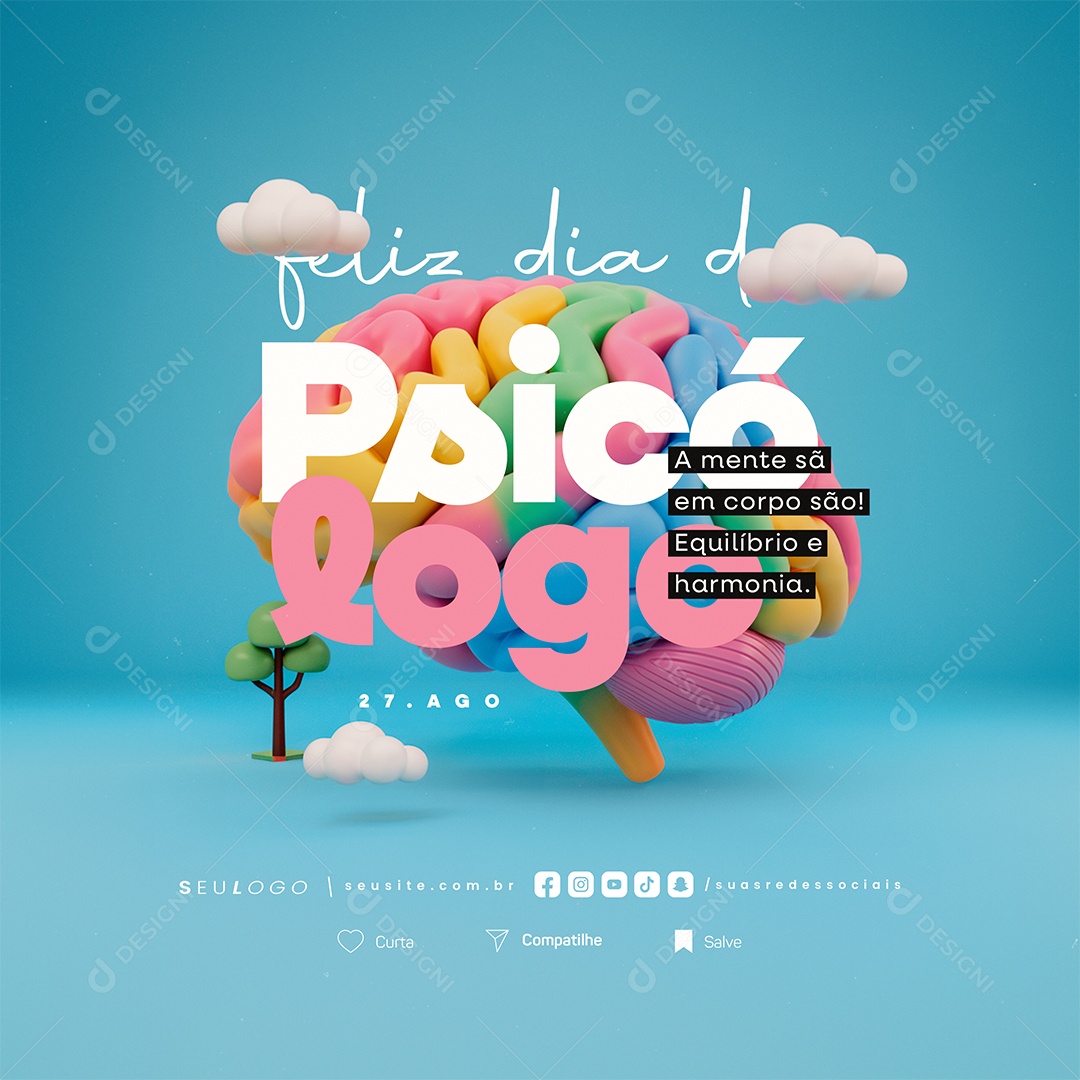 Feliz Dia Do Psicólogo 27 de Agosto Social Media PSD Editável