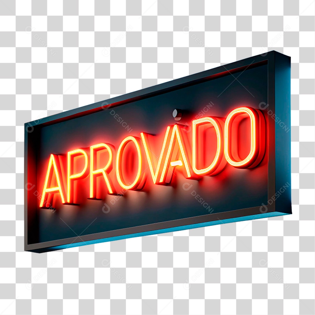 Elemento 3D Aprovado Placa de Metal com Leds PNG Transparente