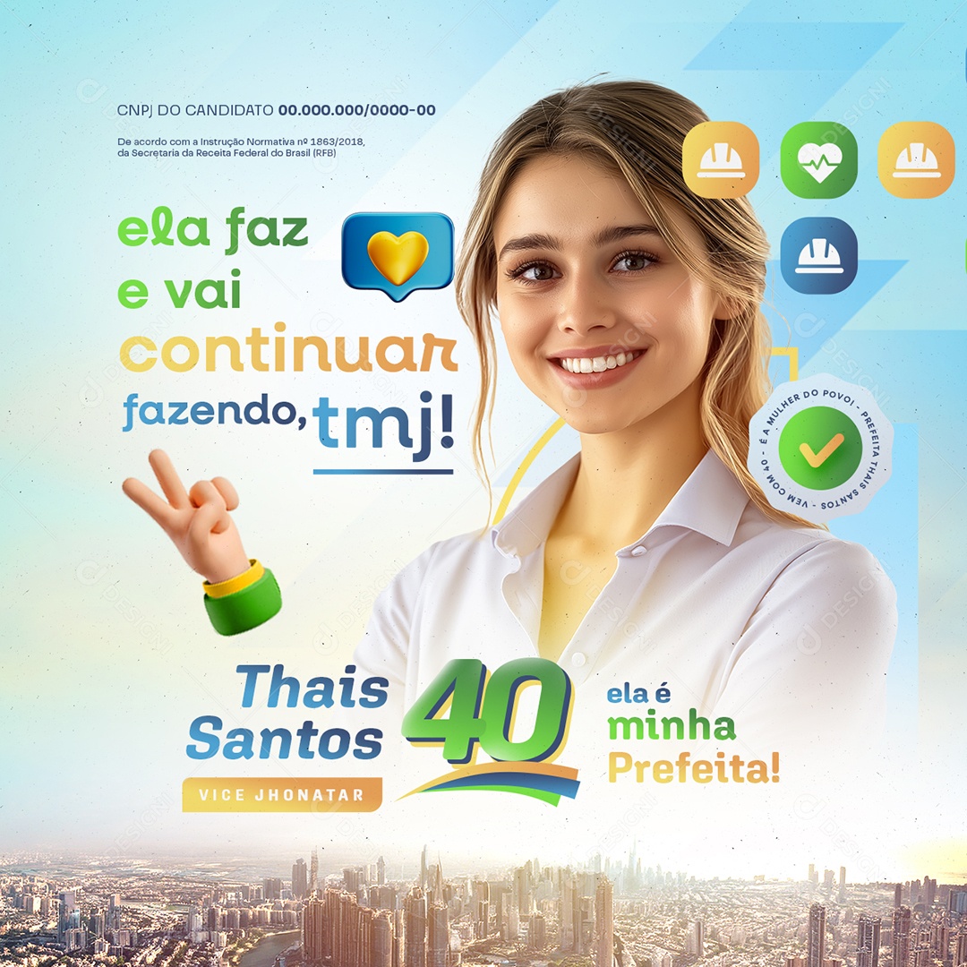 Eleição Política Prefeita Thais Santos Social Media PSD Editável