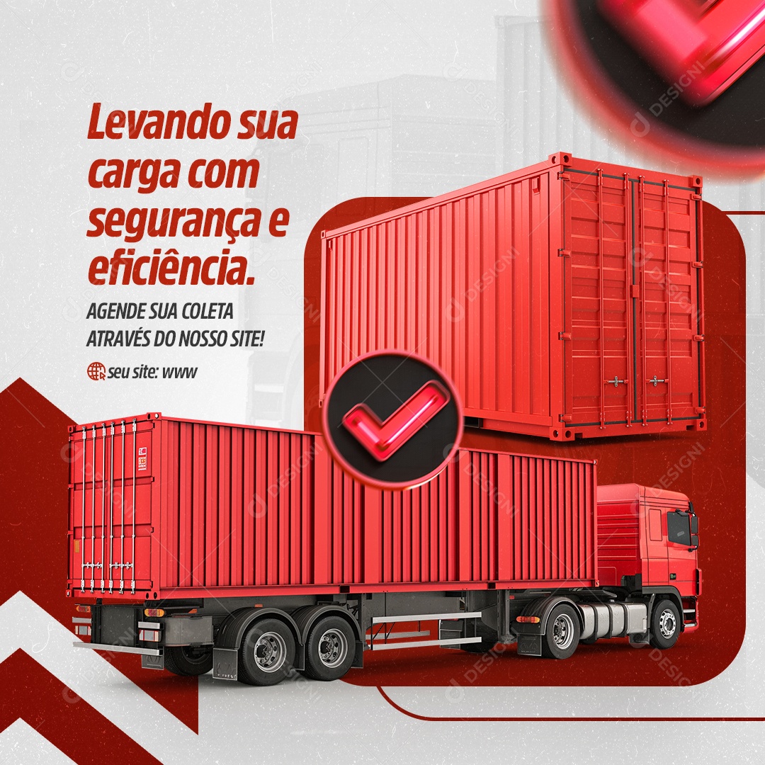 Transportadora Levando Sua Carga Com Segurança Social Media PSD Editável