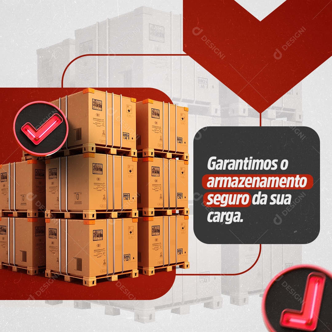 Transportadora Garantimos o Armazenamento Seguro da Sua Carga Social Media PSD Editável