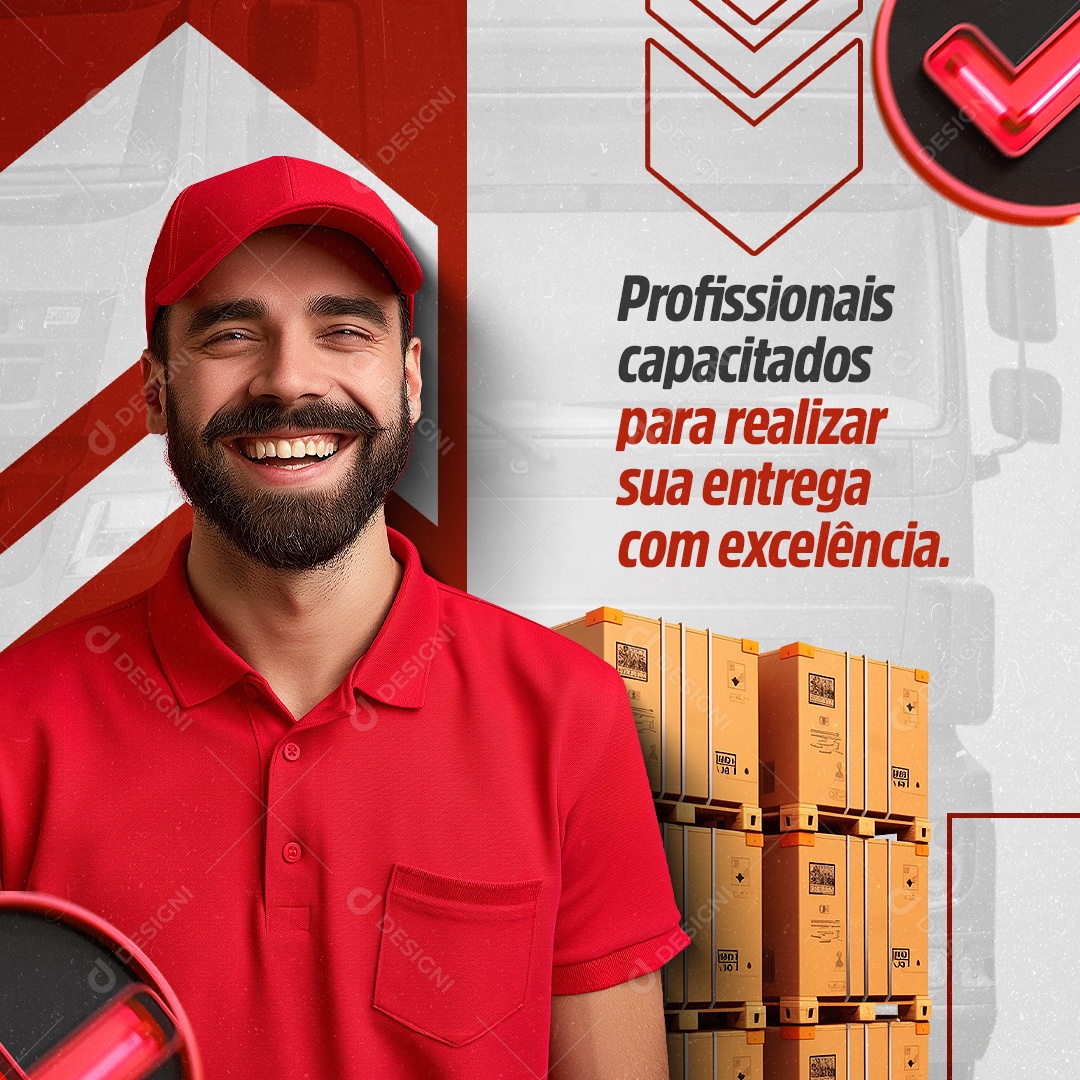 Transportadora Profissionais Capacitados Social Media PSD Editável