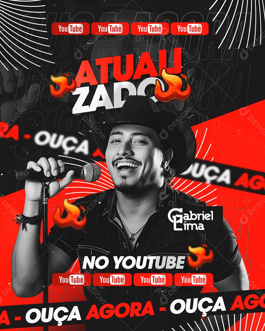 Flyer Atualizado Ouça Agora Gabriel Lima Social Media PSD Editável