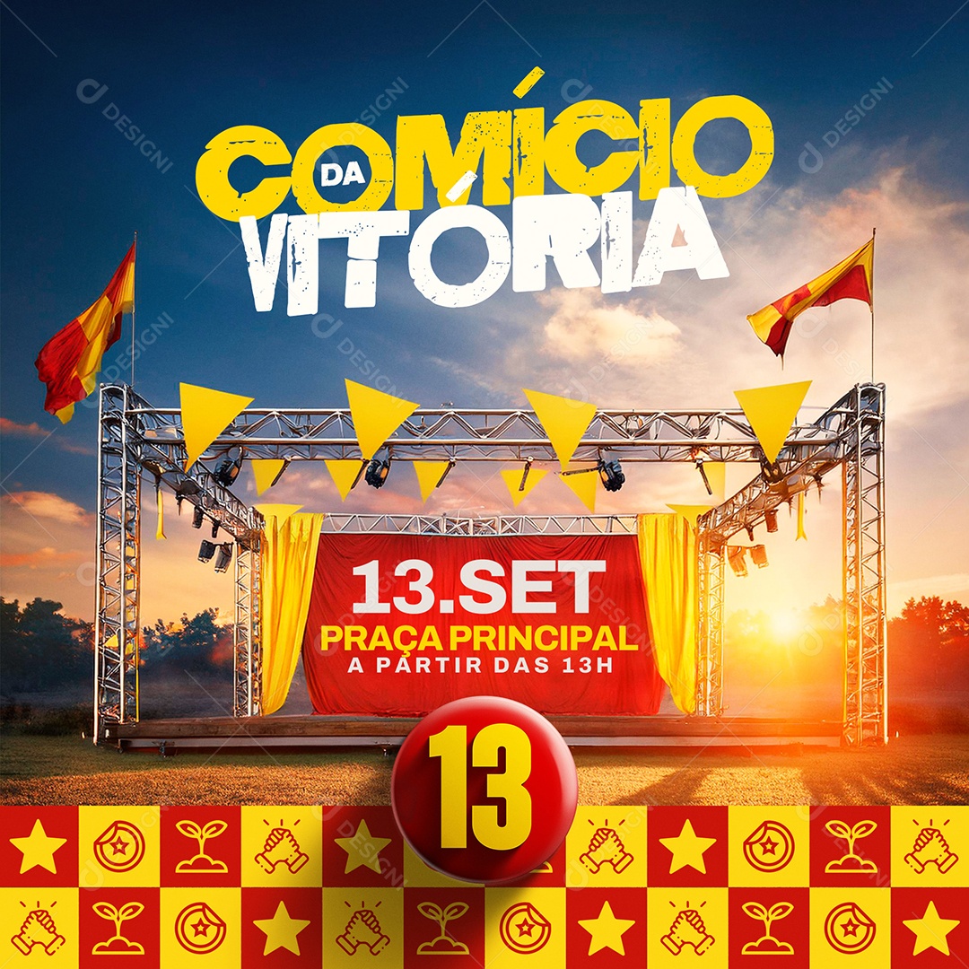 Social Media Pack Político Comício da Vitória PSD Editável