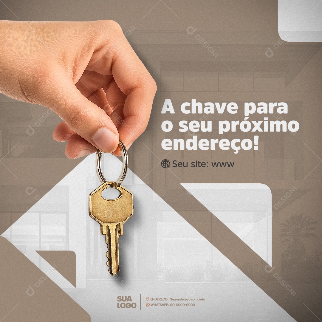 Imobiliária a Chave Para Seu Próximo Endereço Social Media PSD Editável