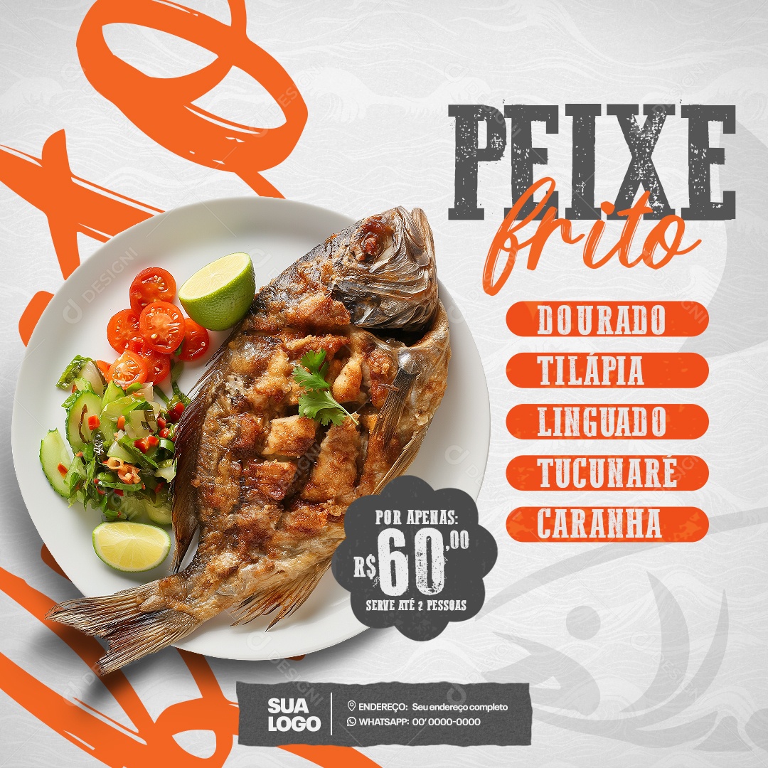 Peixaria Peixe Frito Media PSD Editável