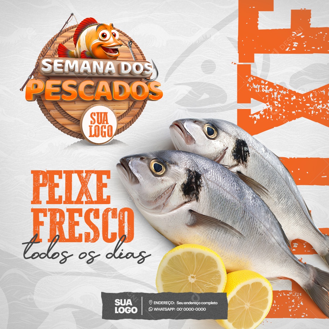 Peixaria Peixe Fresco Social Media PSD Editável