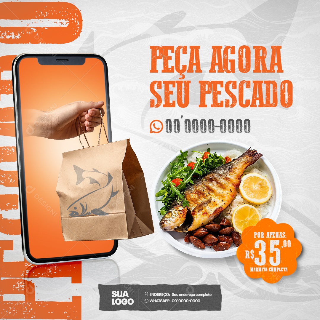 Peixaria Peça Agora Seu Pescado Social Media PSD Editável