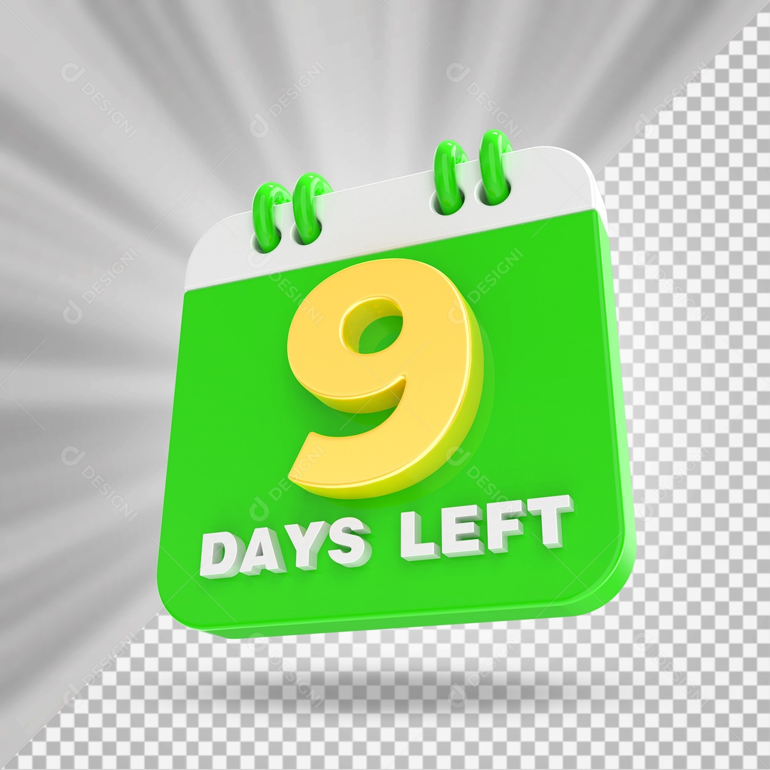 Calendário 9 Elemento 3D para Composição PSD