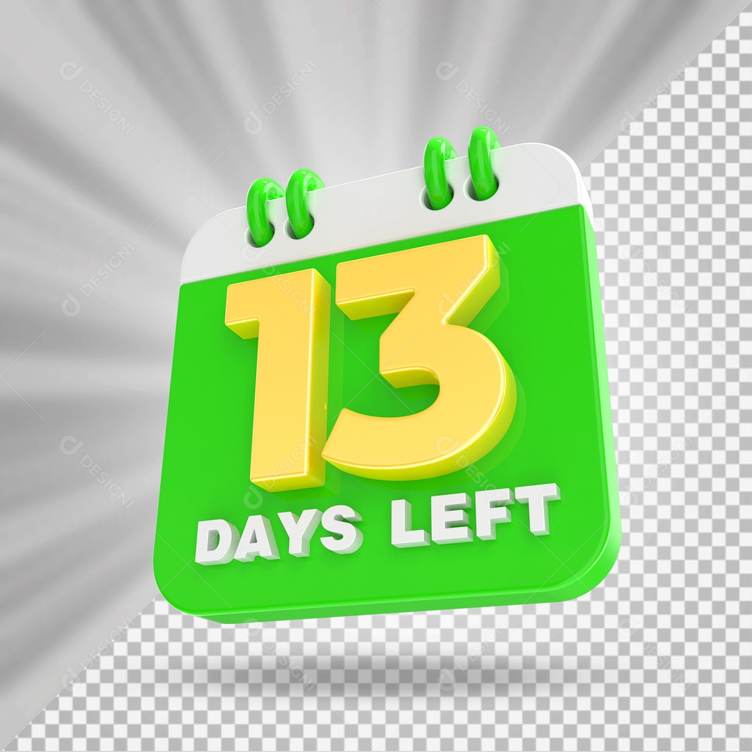 Calendário 13 Elemento 3D para Composição PSD