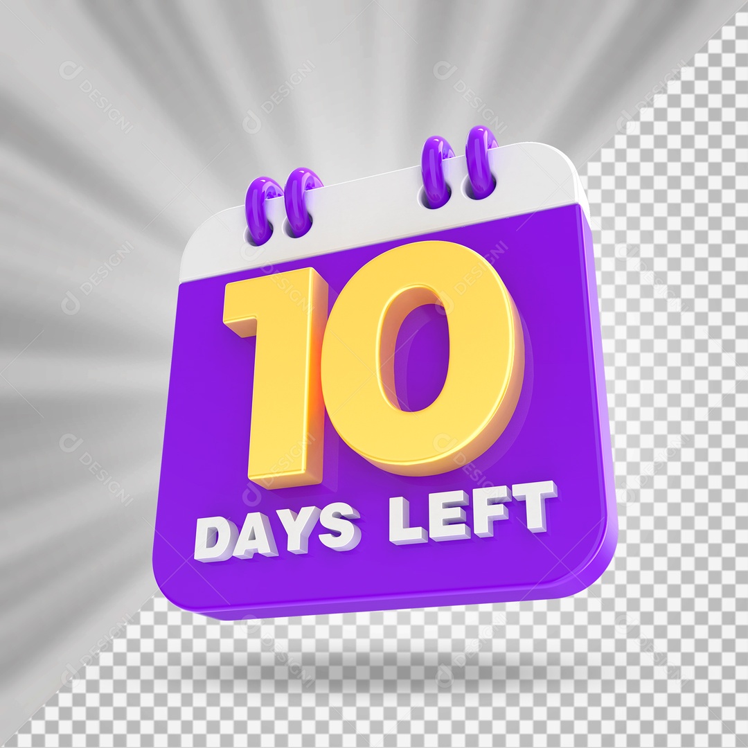 Calendário 10 Elemento 3D Roxo para Composição PSD