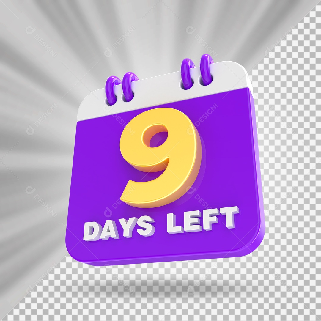 Calendário 9 Elemento 3D Roxo para Composição PSD