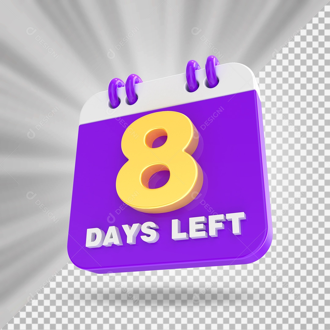 Calendário 8 Elemento 3D Roxo para Composição PSD