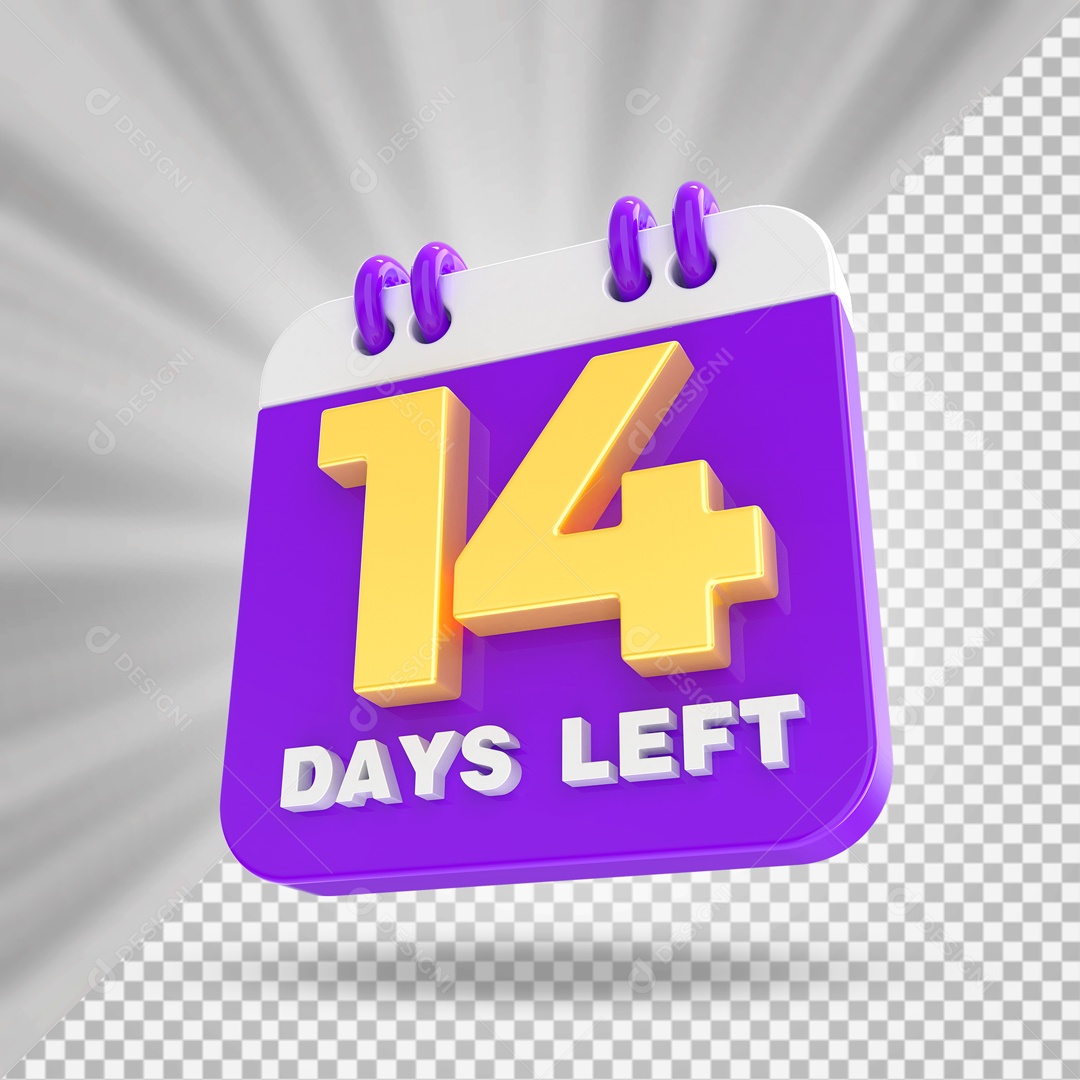 Calendário 14 Elemento 3D Roxo para Composição PSD