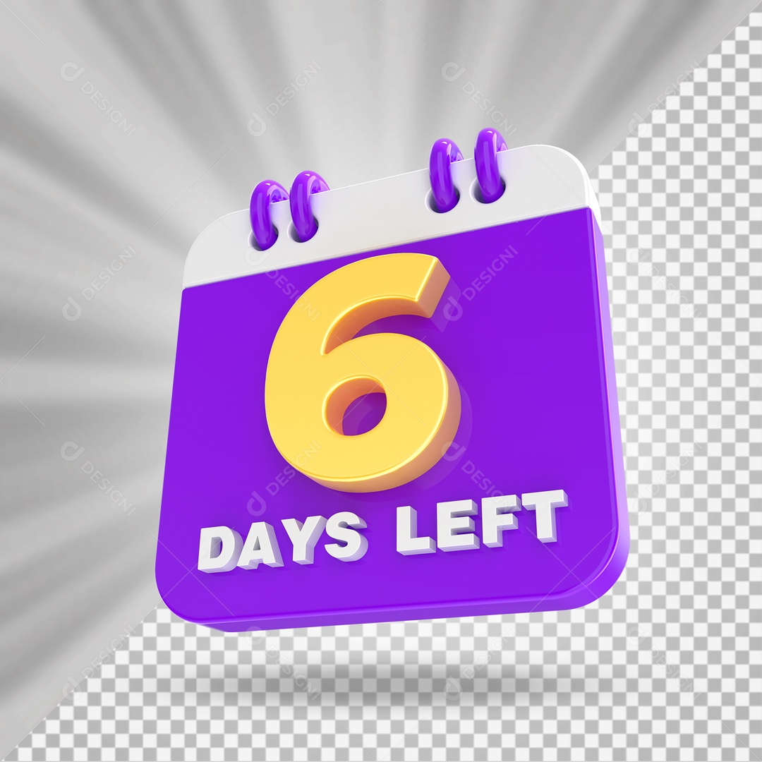 Calendário 6 Elemento 3D Roxo para Composição PSD