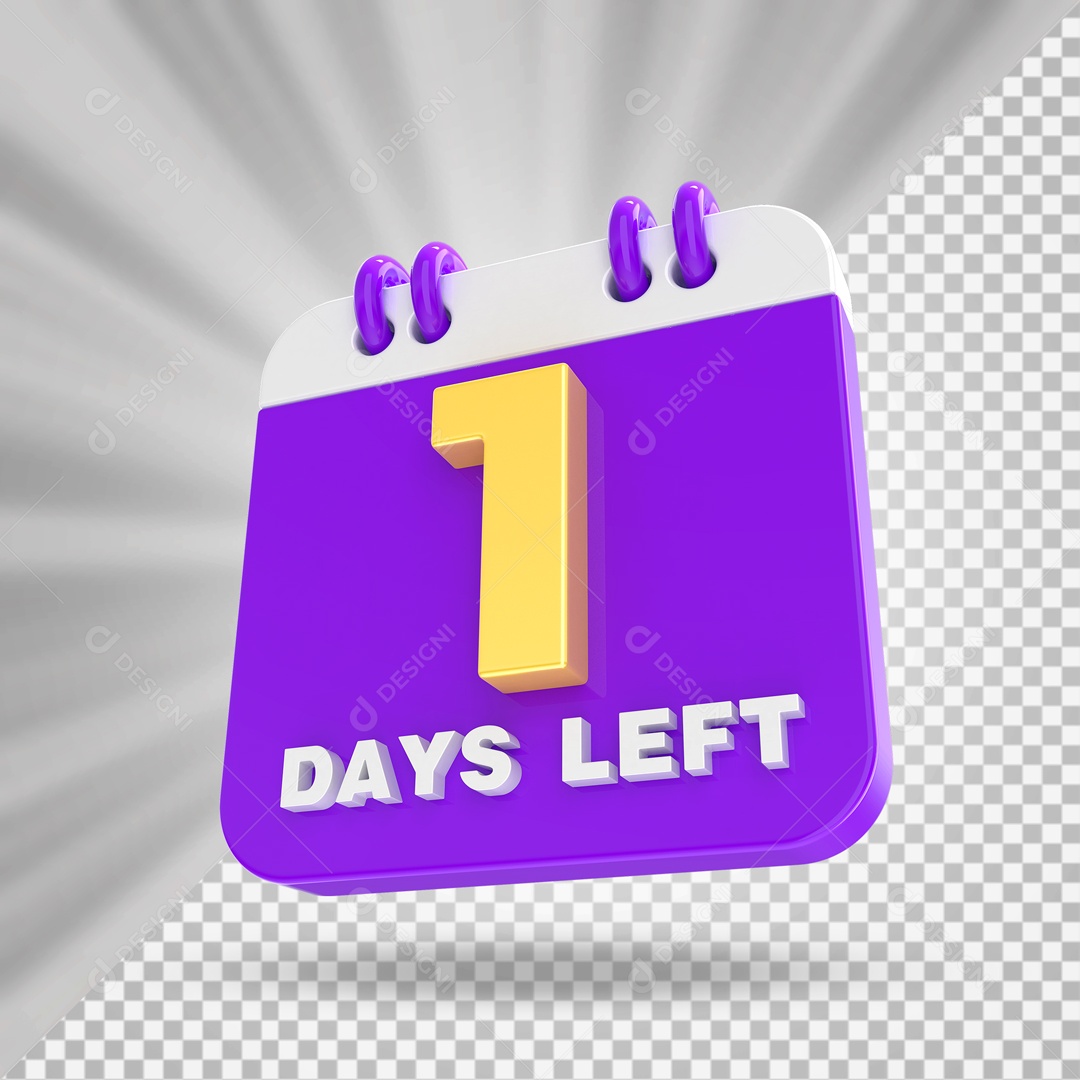 Calendário 1 Elemento 3D Roxo para Composição PSD