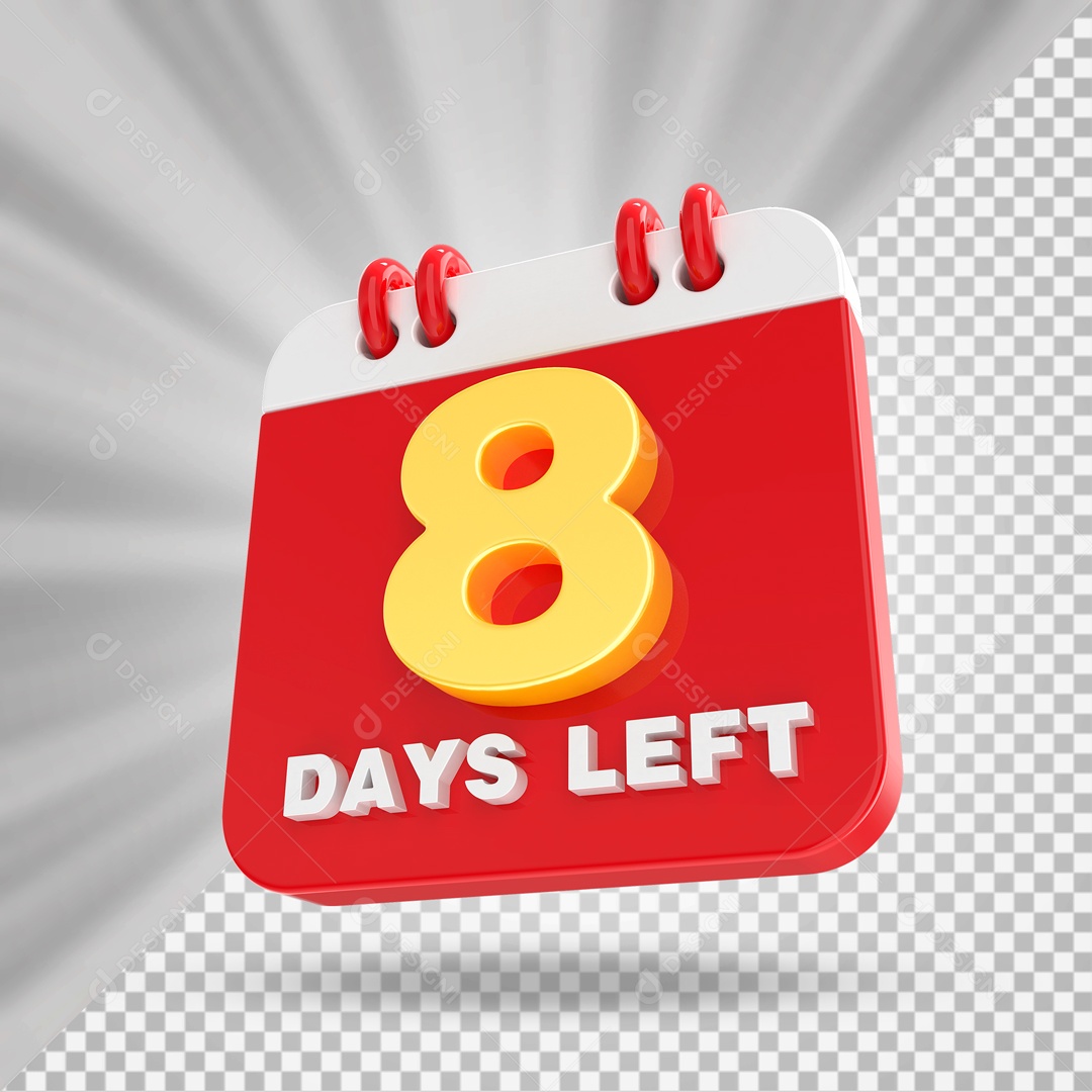 Calendário 8 Elemento 3D Vermelho para Composição PSD
