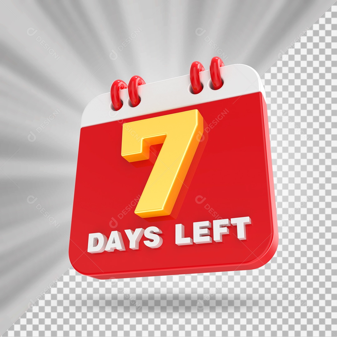 Calendário 7 Elemento 3D Vermelho para Composição PSD