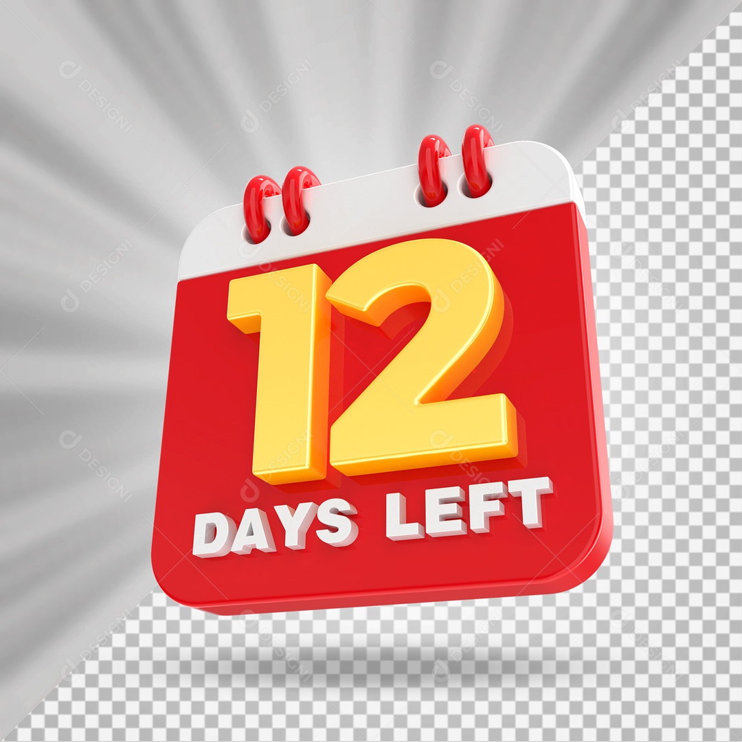 Calendário 12 Elemento 3D Vermelho para Composição PSD