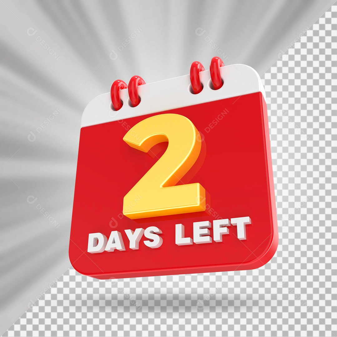 Calendário 2 Elemento 3D Vermelho para Composição PSD