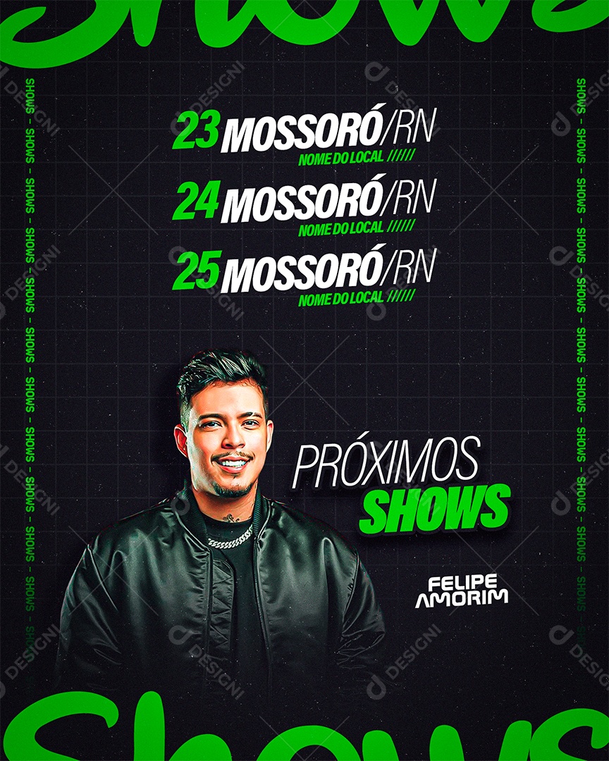 Flyer Próximos Shows Felipe Amorim Social Media PSD Editável