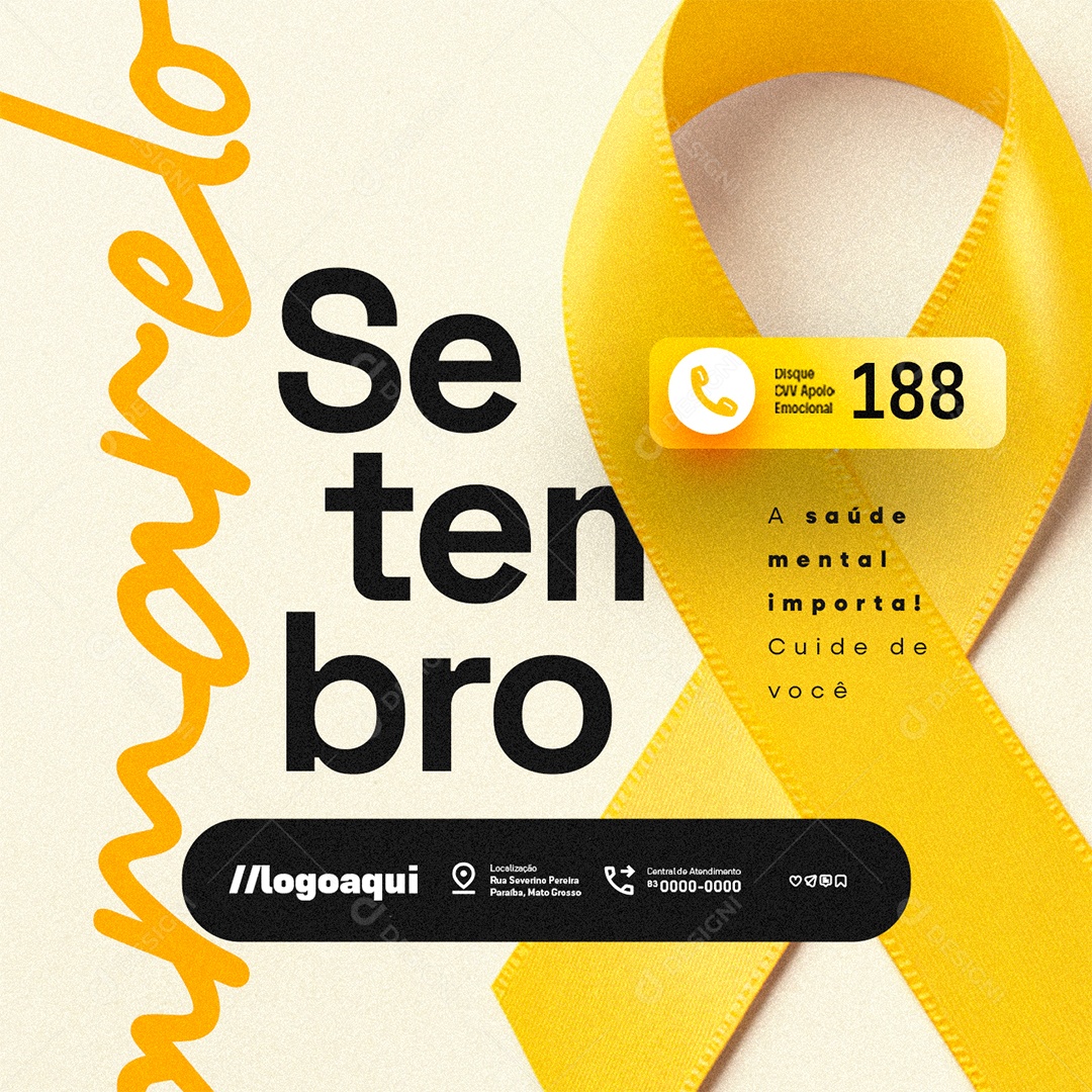 Setembro Amarelo Cuide de Você Social Media PSD Editável