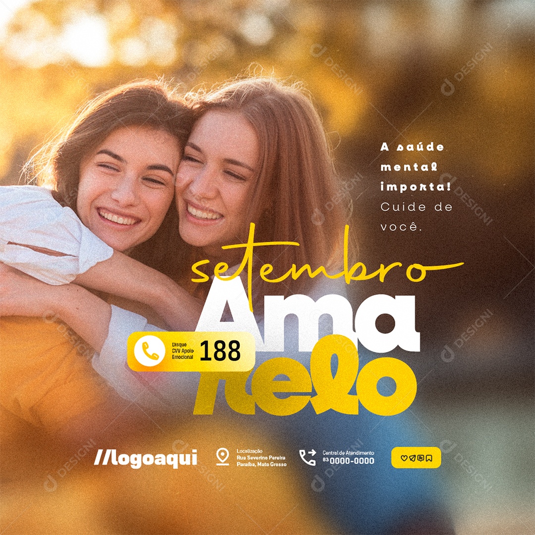 Setembro Amarelo a Saúde Mental Importa Social Media PSD Editável