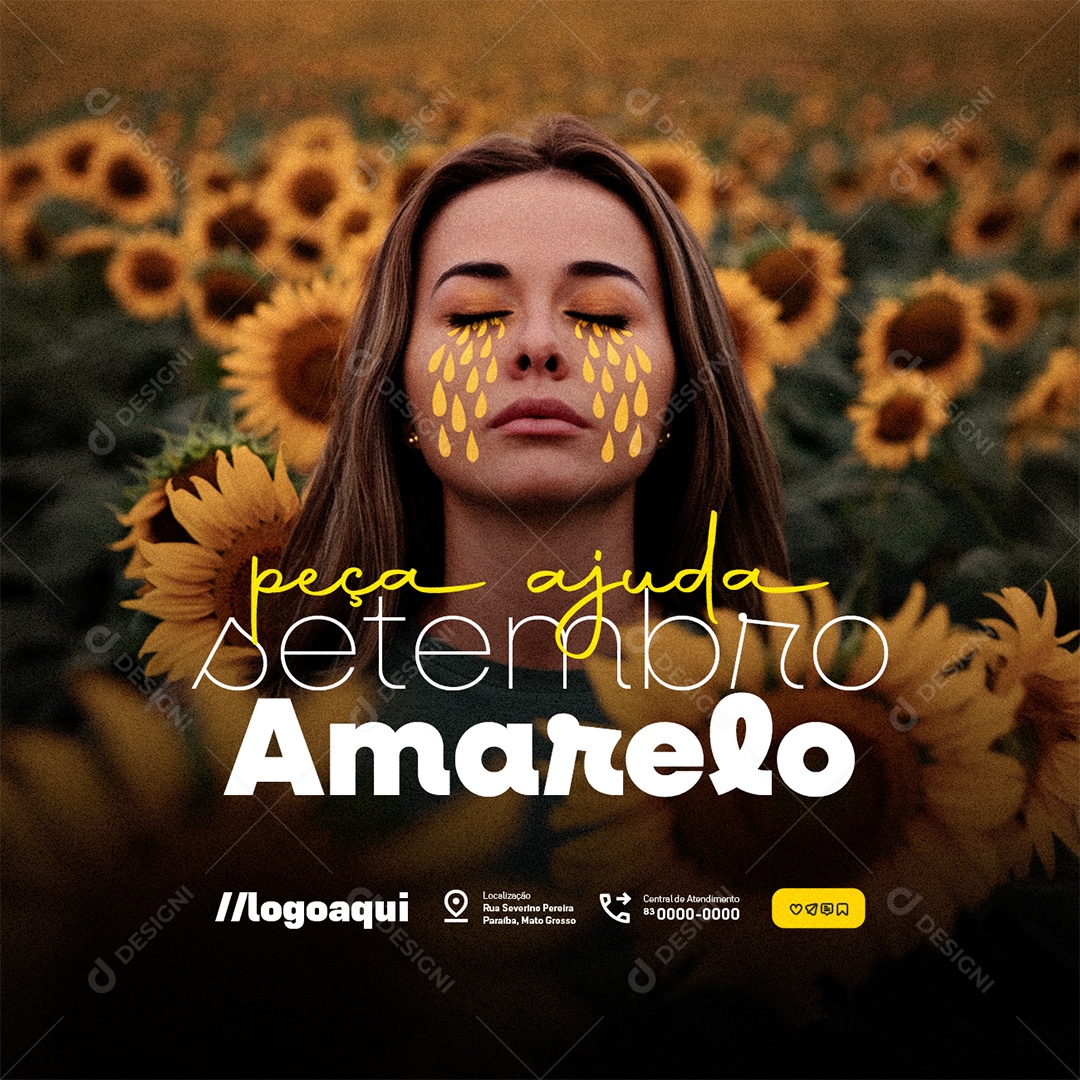 Setembro Amarelo Peça Ajuda Social Media PSD Editável