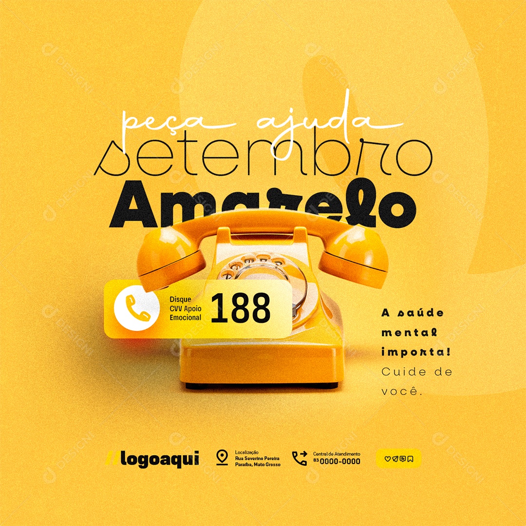 Setembro Amarelo Peça Ajuda Social Media PSD Editável