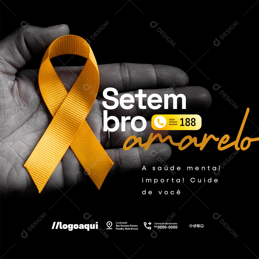 Social Media Setembro Amarelo a Saúde Mental Importa PSD Editável