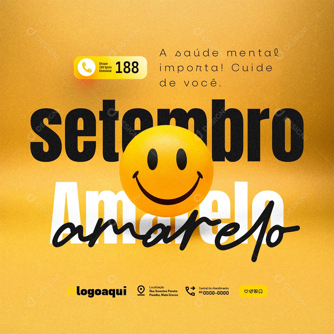 Setembro Amarelo a Saúde Mental Importa Social Media PSD Editável