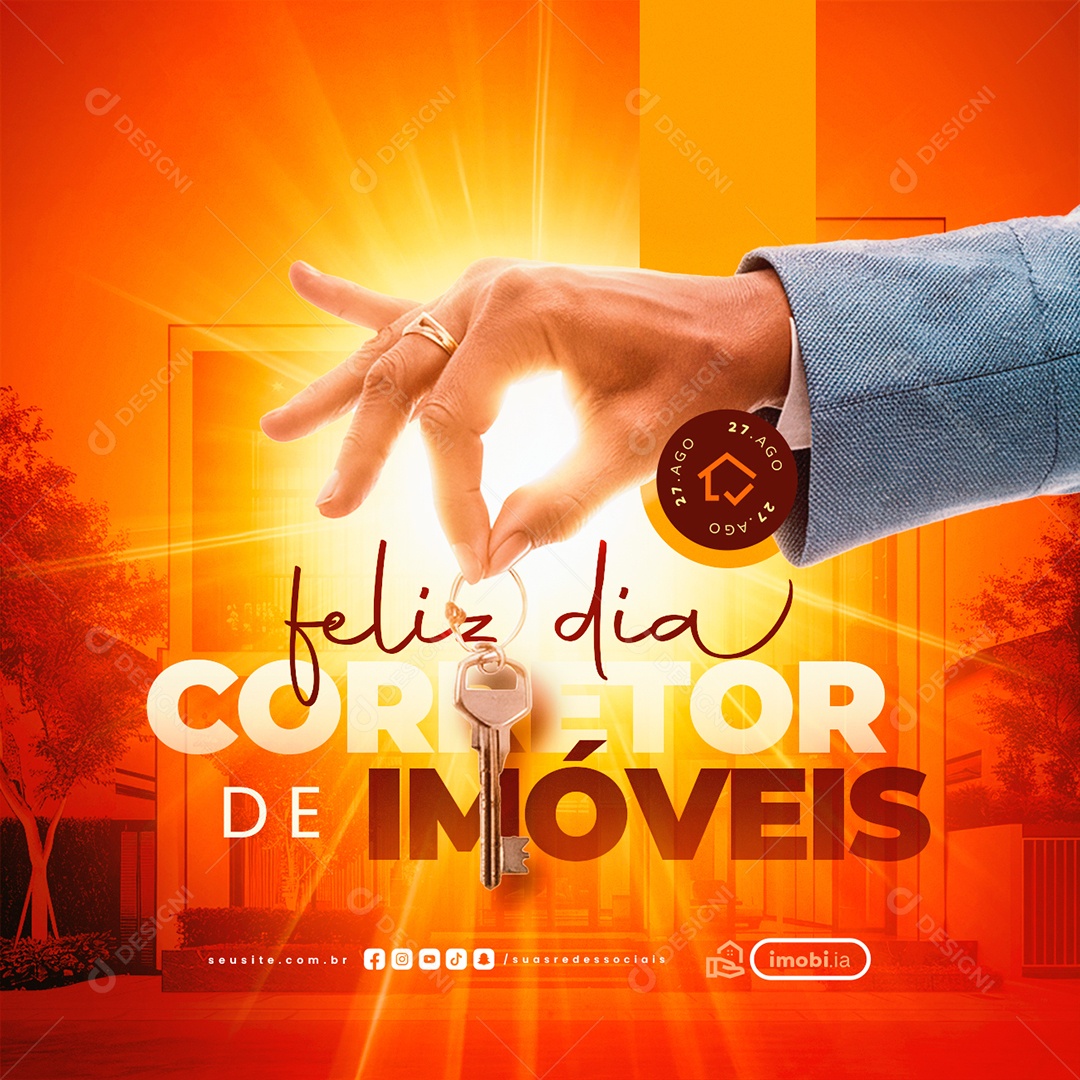 Feliz Dia do Corretor de Imóveis 27 de Agosto Social Media PSD Editável