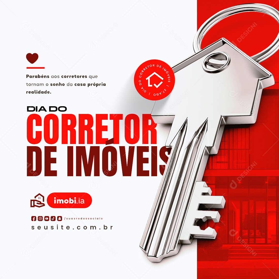 Dia do Corretor de Imóveis 27 de Agosto Parabéns aos Corretores Social Media PSD Editável
