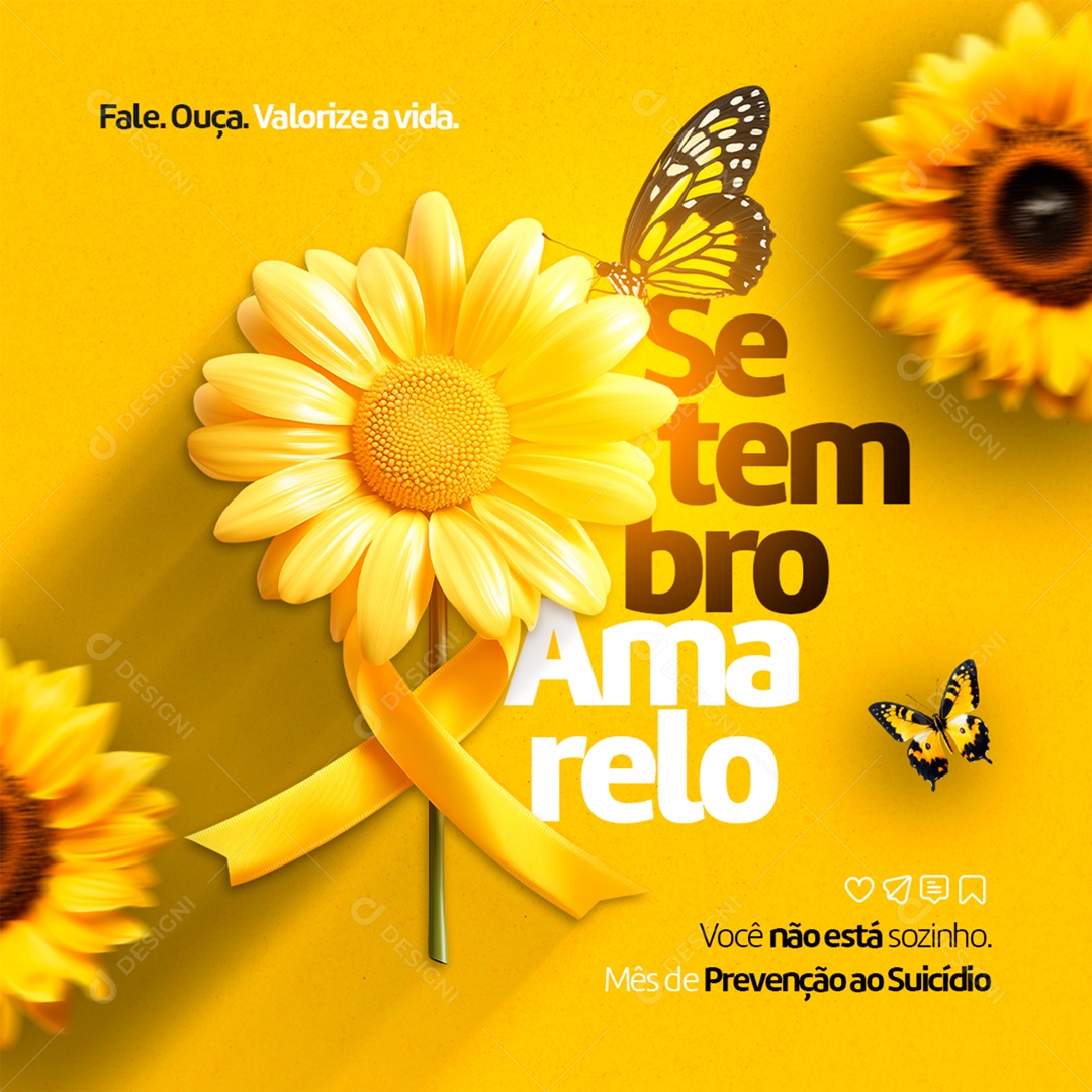 Feed Setembro Amarelo Fale Ouça Valorize a Vida Social Media PSD Editavel